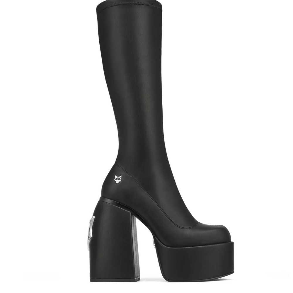 Black Platform Sock Boots - Spice Black Stretch BRAND NEW - Picture 4 of 4
